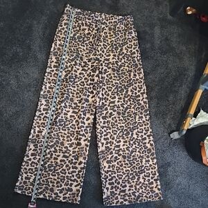 Bourbon And Belles; Drawstring Leopard Print Wide Leg Pants.